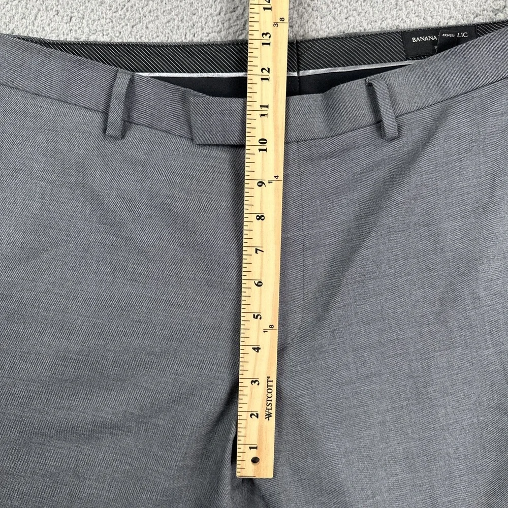 Banana Republic Slim Fit Dress Pants Men 34x34 Grey Sharkskin Stretch Preppy‎